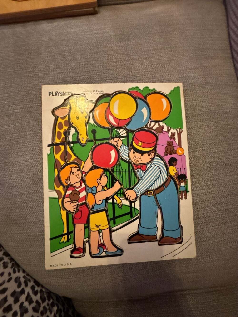 Vintage Playskool The Balloon Man Wooden Tray Puzzle 335-09
